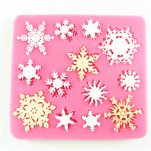 3D Christmas Snowflake Shape Silicone Molds Fondant Cookie Mold Candy Cake Decorating Moulds Kitchen Baking Tool Cake Decoration