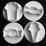 4Pcs/set candy makeup mirror Shape Fondant cutter plastic cake/cookie/buscuit cutter plunger mold fondant cake decorating tools