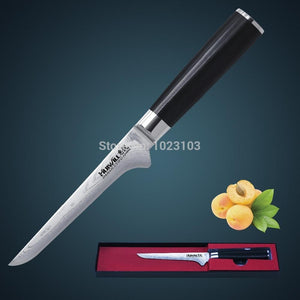 HUIWILL 6" Japanese VG10 Damascus carbon steel kitchen Boning utility knife kithen cooking tool with forged Dark G10 handle