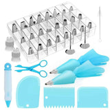 32-Piece Cake Decorating Supplies Tips Kits Penholder Cleanser Brush With Scissors For Mounting Pen Brush For Cream Bag