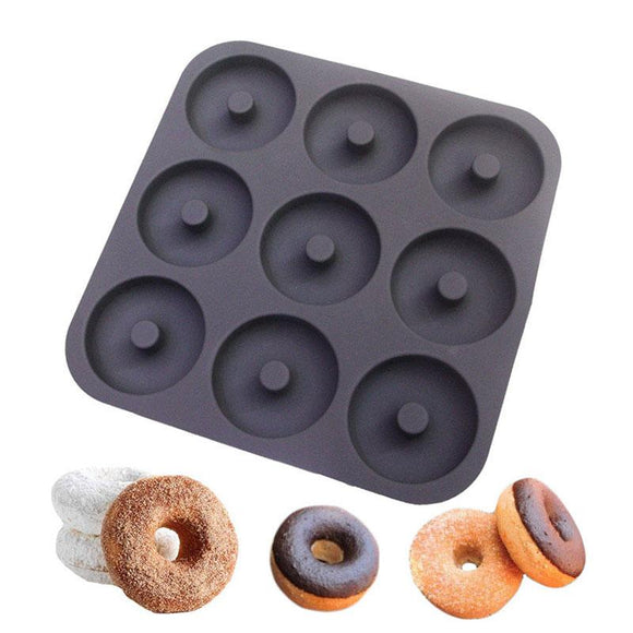 Professional Grade 9 Cavity Donut Pan-100% Top Silicone Baking Pan, Mold,Non-Stick,Bagels/Muffins & Other Delicacies Bakeware