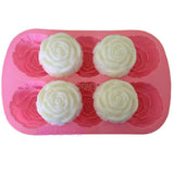 6 Rose Flowers 3D Silicone  Soap  Mould DIY Decoration Tool Bakeware#T025#